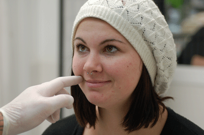 Finding where her dimples are